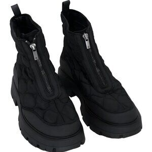 Lucky Brand Appyle Quilted Ankle Zip Lug Sole Boots Black Women's US 6.5